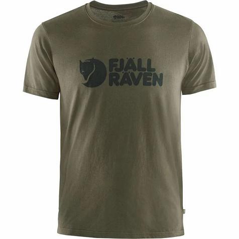 Fjallraven Men Logo T-Shirt Dark Olive PH65739 Philippines